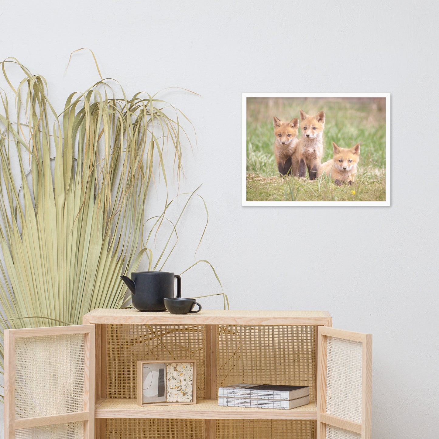 Baby Red Foxes Siblings Animal Wildlife Photograph Framed Wall Art Prints