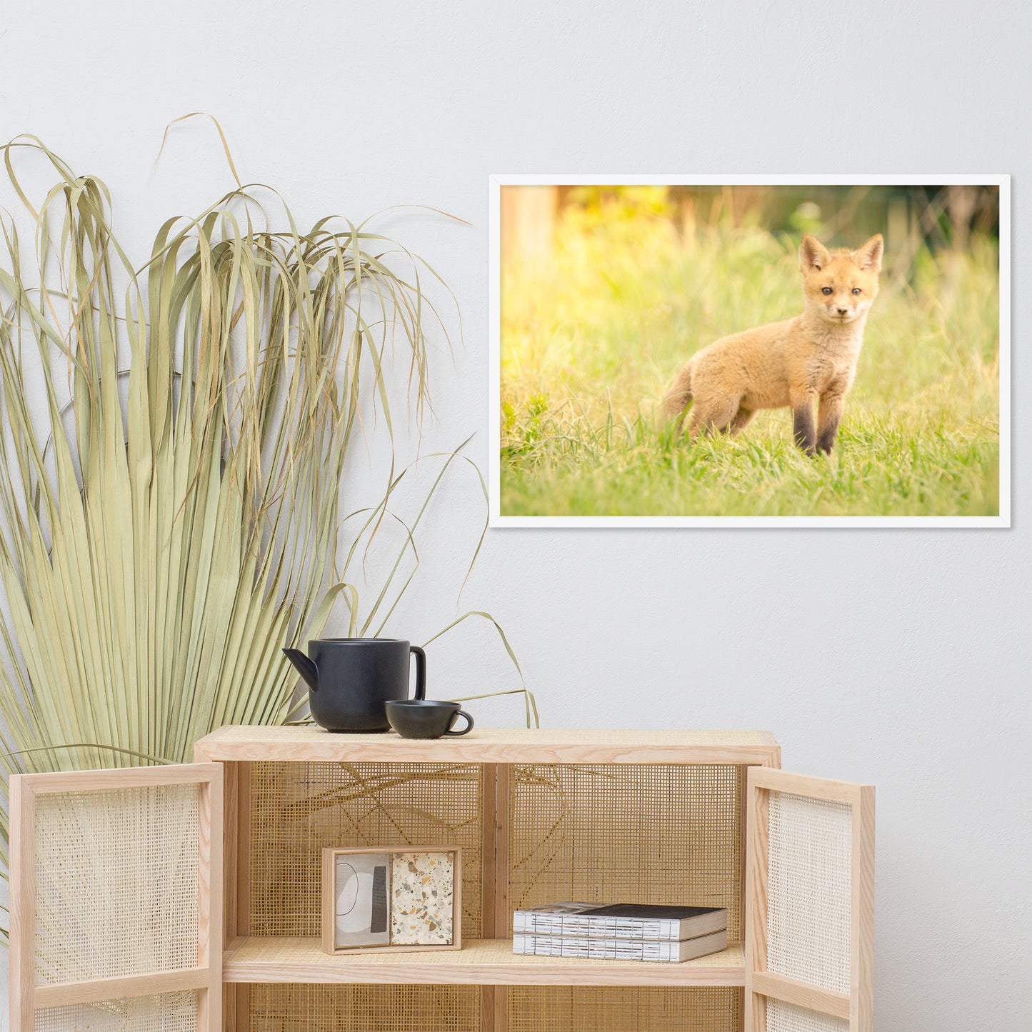 Wall Decor Over Crib: Baby Red Fox in the Sun - Animal / Wildlife / Nature Artwork - Wall Decor - Framed Wall Art Print