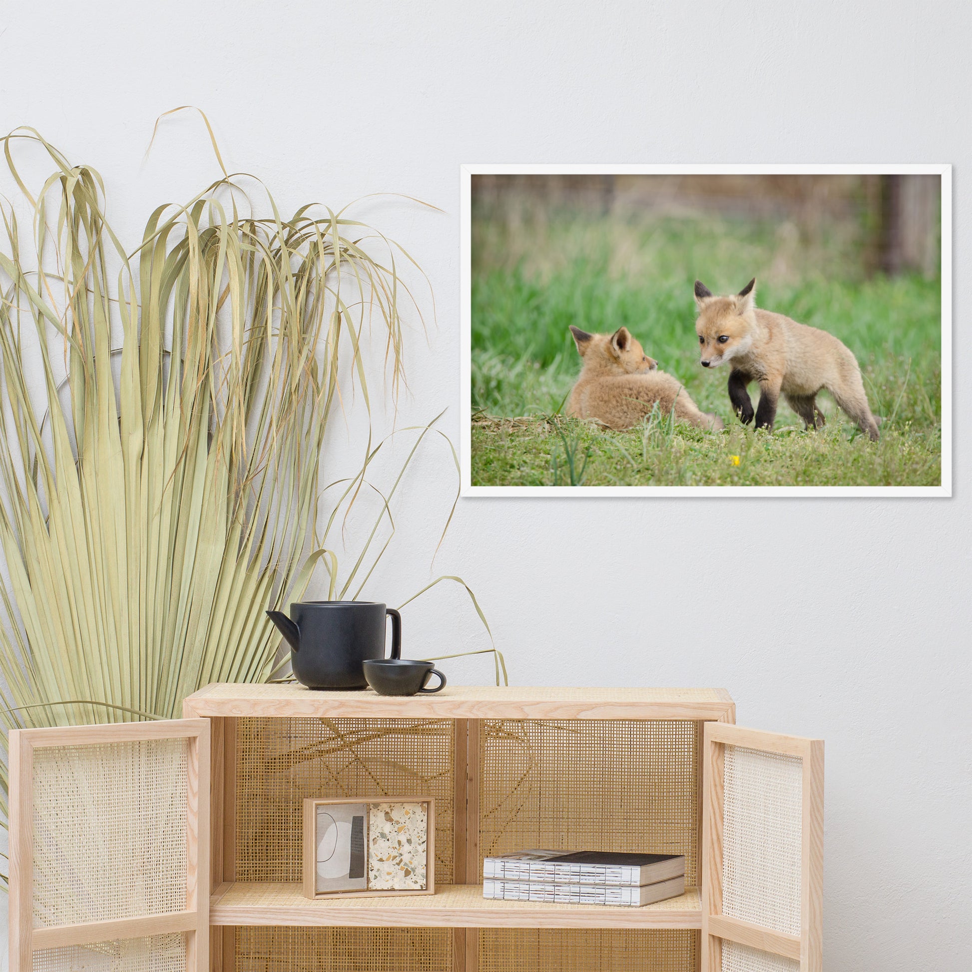 Relaxing Wall Art For Bedroom: Baby Fox Pups / Kits - Coming to Get You - Animal / Wildlife / Nature Artwork - Wall Decor - Framed Wall Art Print