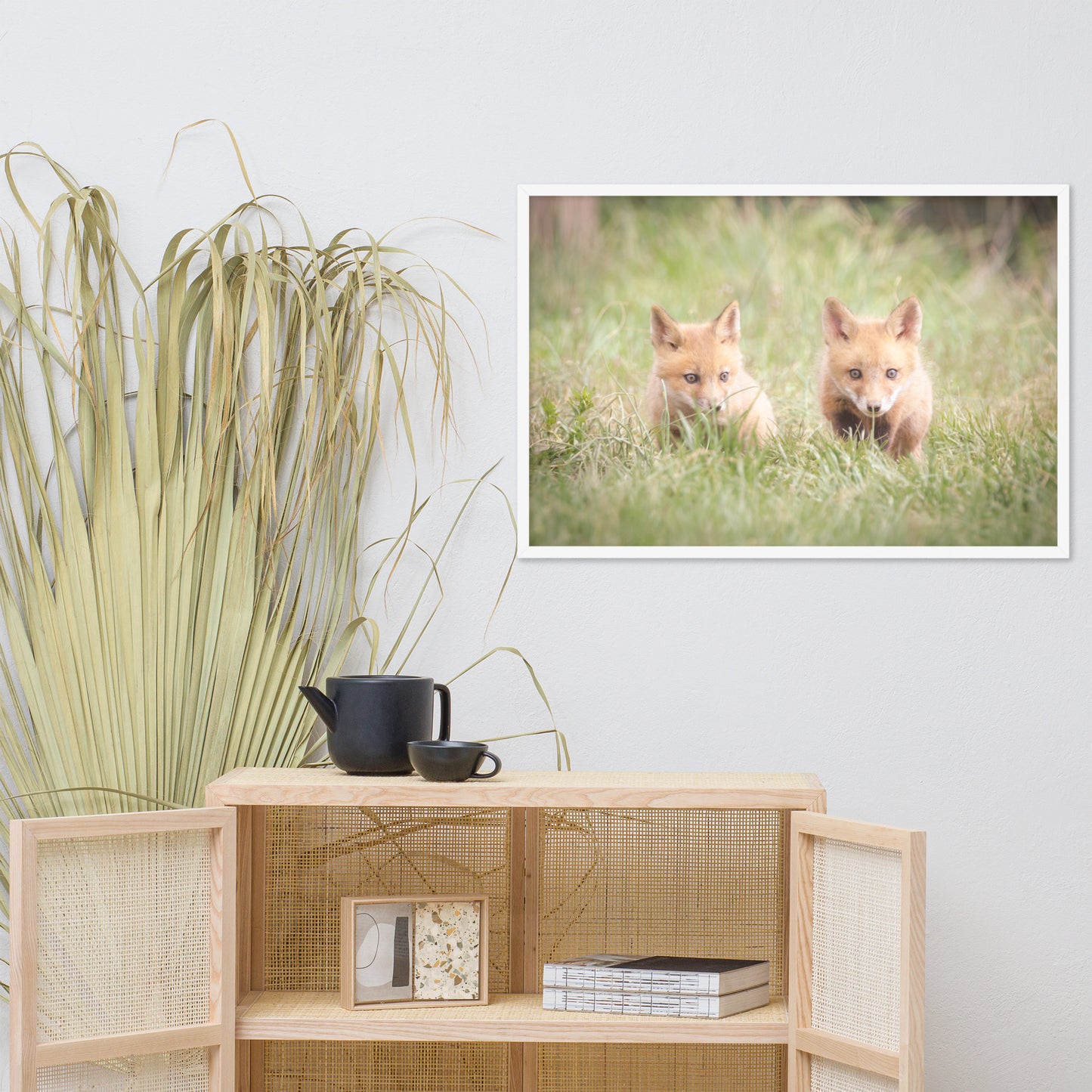 Baby Red Foxes Learning to Hunt Animal Wildlife Photograph Framed Wall Art Prints