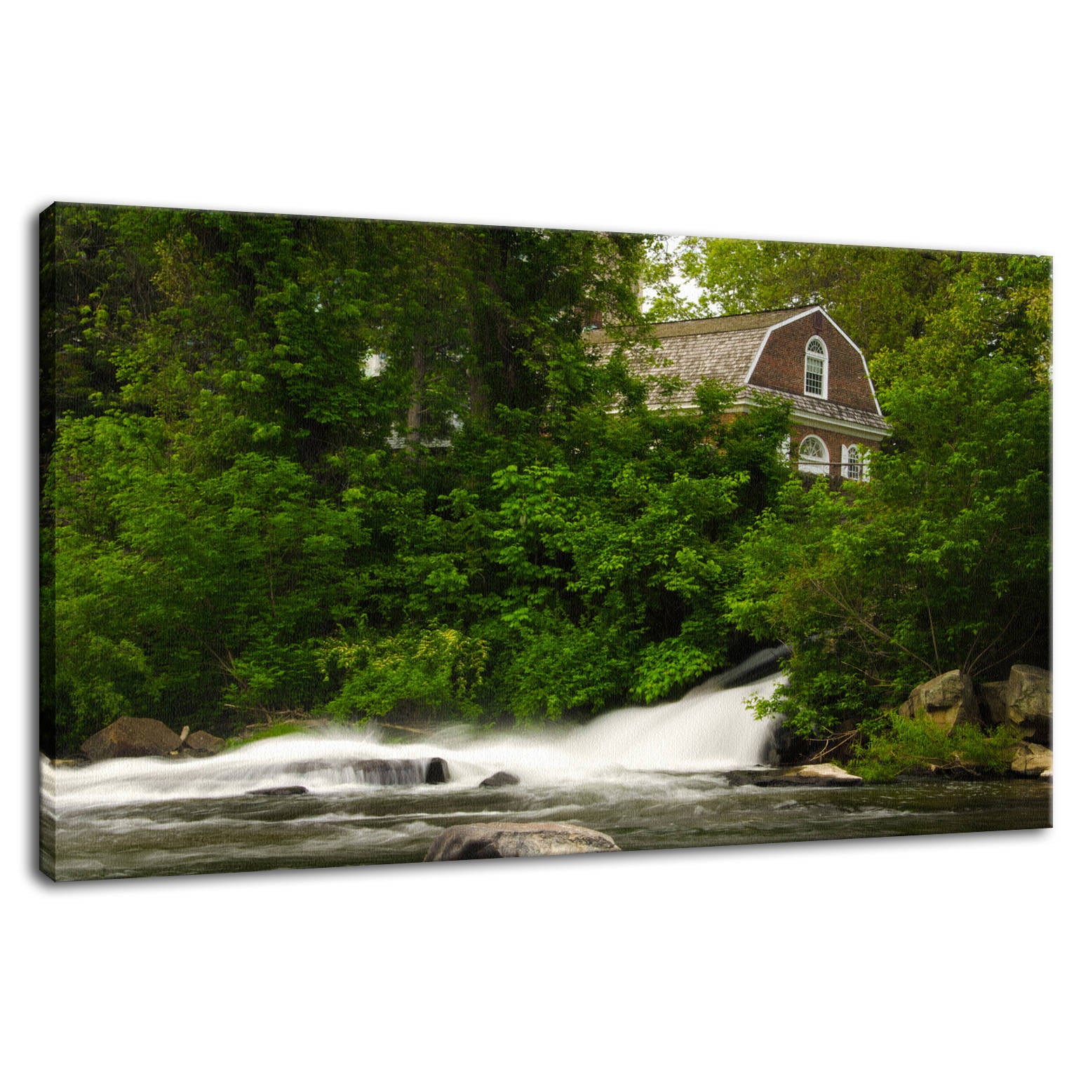 The Brandywine River and First Presbyterian Church Fine Art Canvas Wall Art Prints  - PIPAFINEART