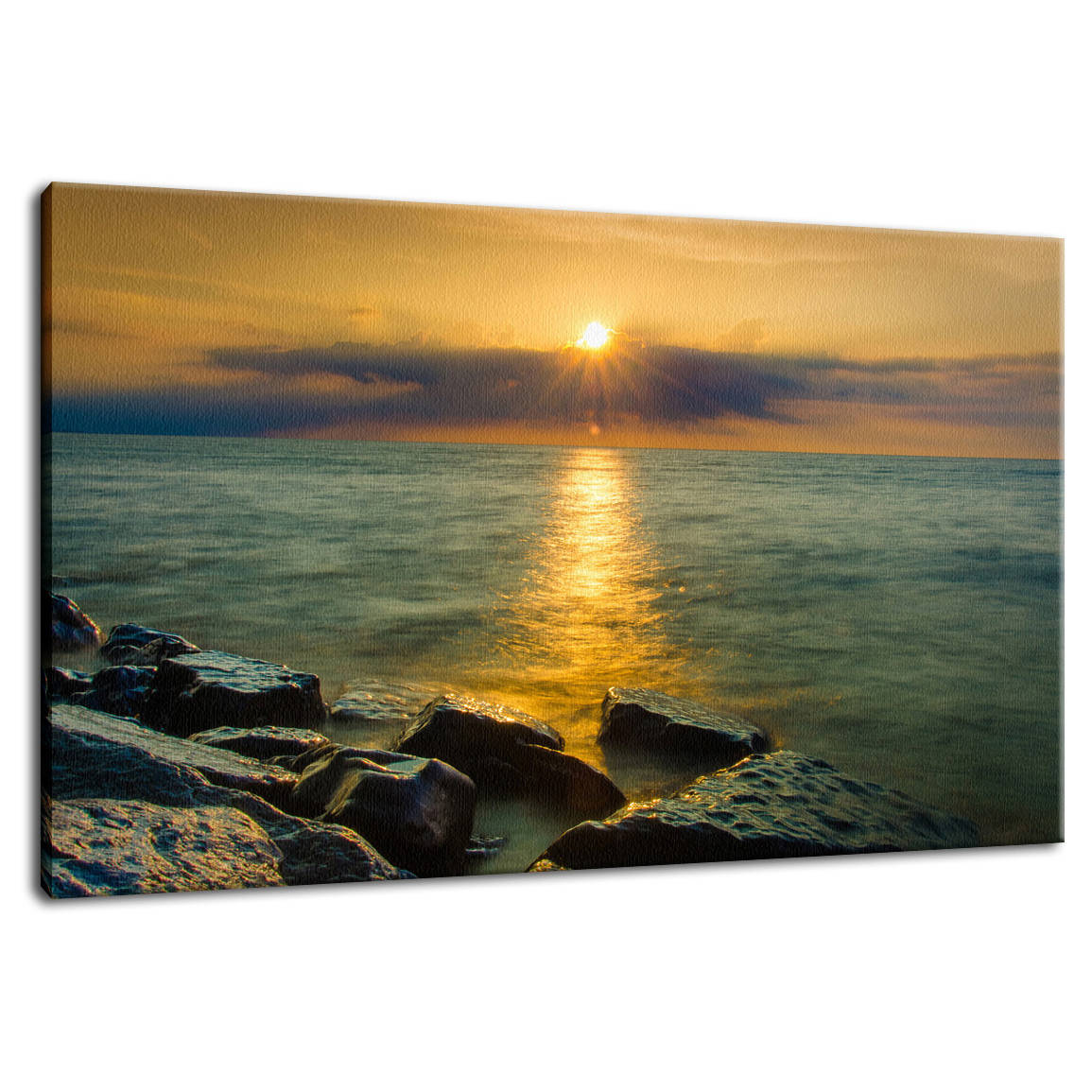 Sun Ray on the Water Coastal Landscape Photograph Fine Art Canvas Wall Art Prints  - PIPAFINEART