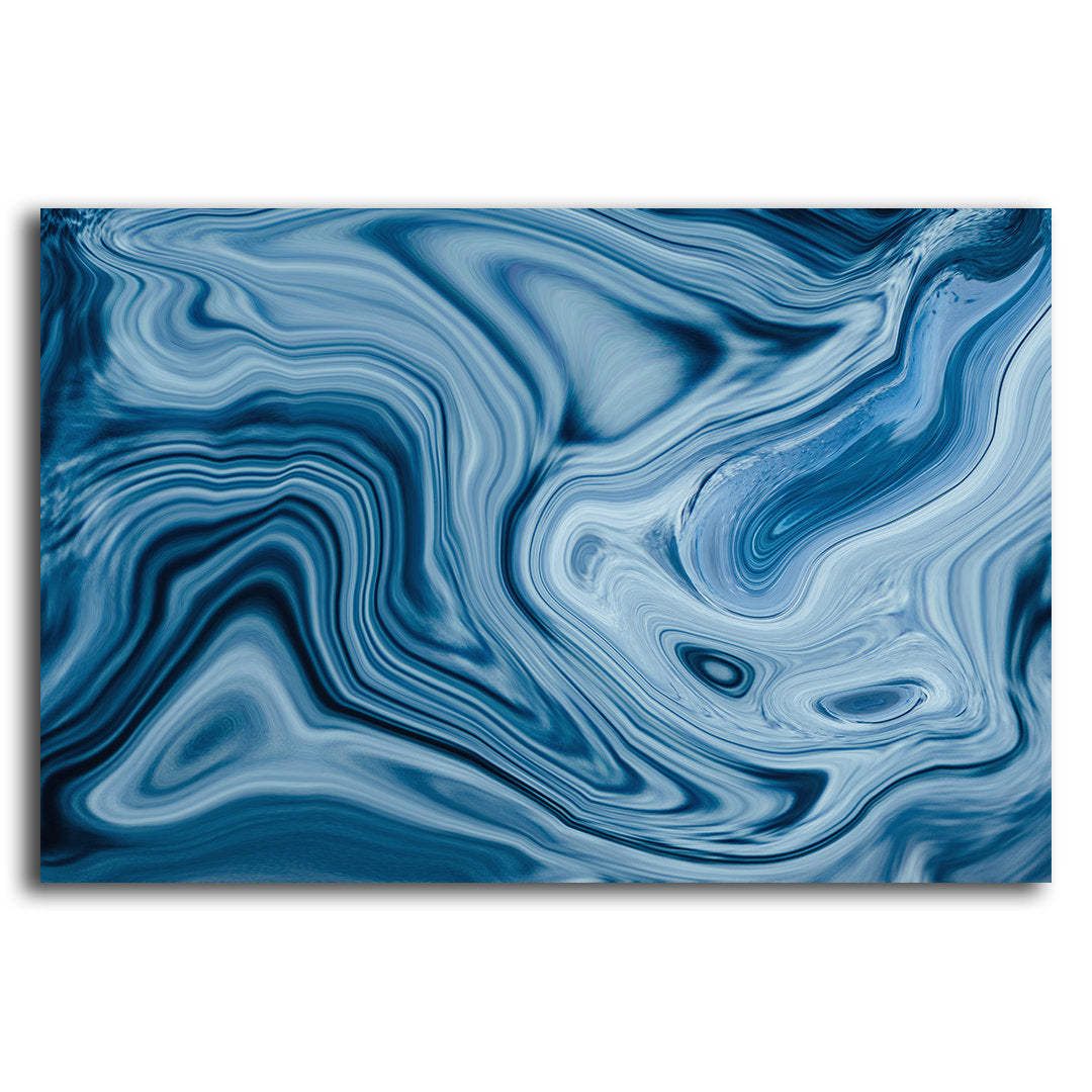 Splash Blue Swirl Digital Fluid Artwork - Peel and Stick Removable Wallpaper Full Size Wall Mural  - PIPAFINEART