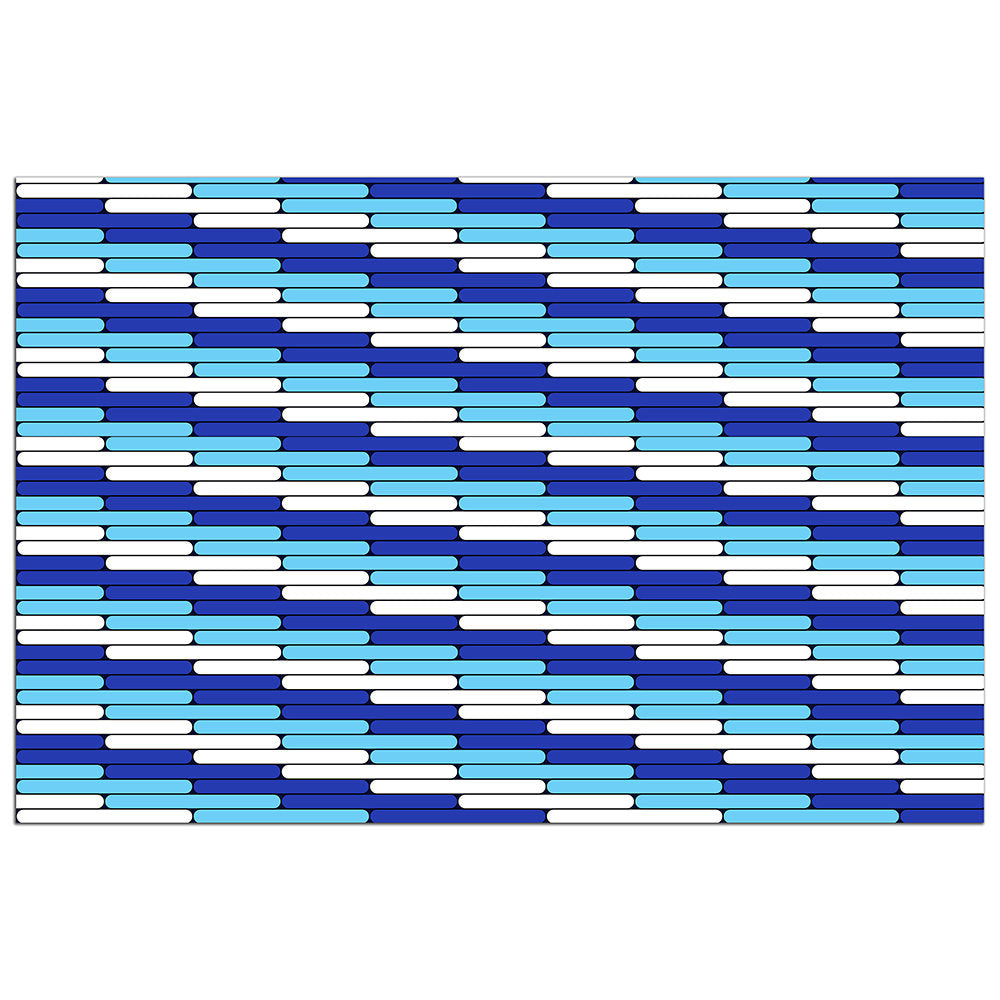 Staggered Blues and White Line Pattern - Peel and Stick Removable Wallpaper Full Size Wall Mural  - PIPAFINEART