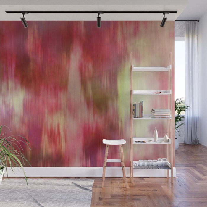 Red Fusion Illustration - Peel and Stick Removable Wallpaper Full Size Wall Mural  - PIPAFINEART