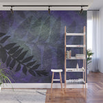 Purple Grunge with Foliage - Peel and Stick Removable Wallpaper Full Size Wall Mural  - PIPAFINEART