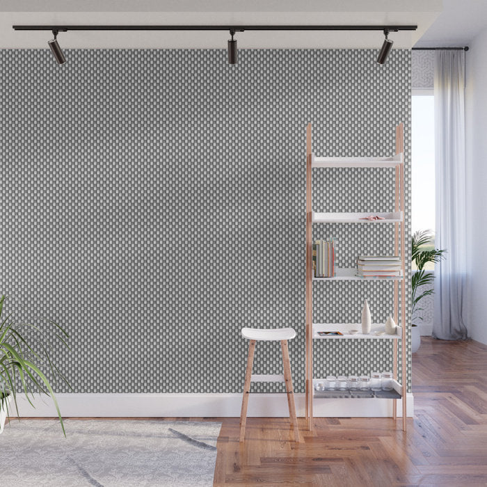 White and Gray Basket Weave Lines - Adhesive Wallpaper - Removable Wallpaper - Wall Sticker - Full Size Wall Mural  - PIPAFINEART