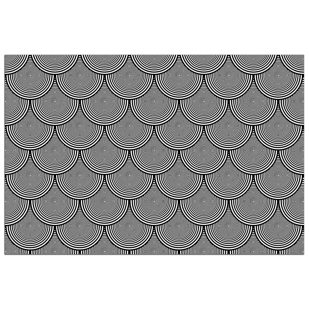Hypnotic Black and White Circle Scales Pattern - Adhesive Wallpaper - Removable Wallpaper - Wall Sticker - Full Size Wall Mural  - PIPAFINEART