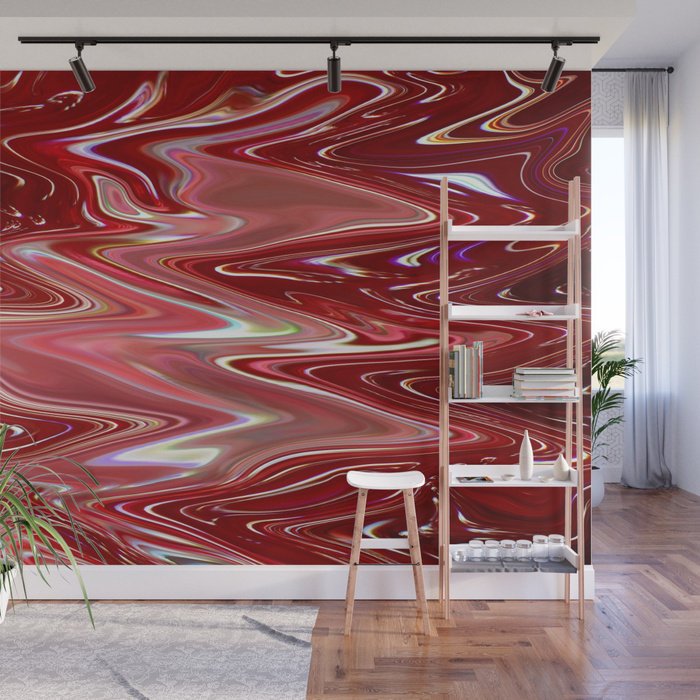 Cherry Bomb Waves - Adhesive Wallpaper - Removable Wallpaper - Wall Sticker - Full Size Wall Mural  - PIPAFINEART