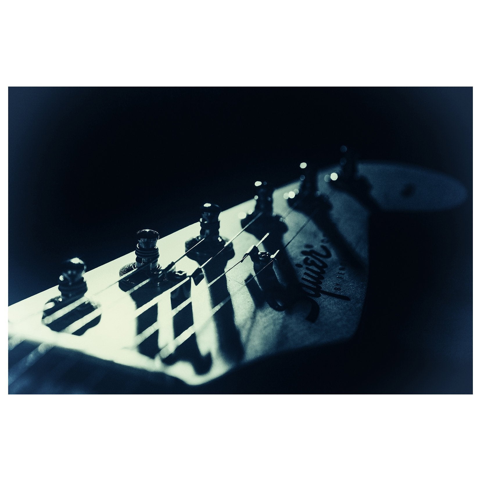 Squire Electric Guitar Head Colorized Black and White Abstract Photo Fine Art Canvas & Unframed Wall Art Prints  - PIPAFINEART