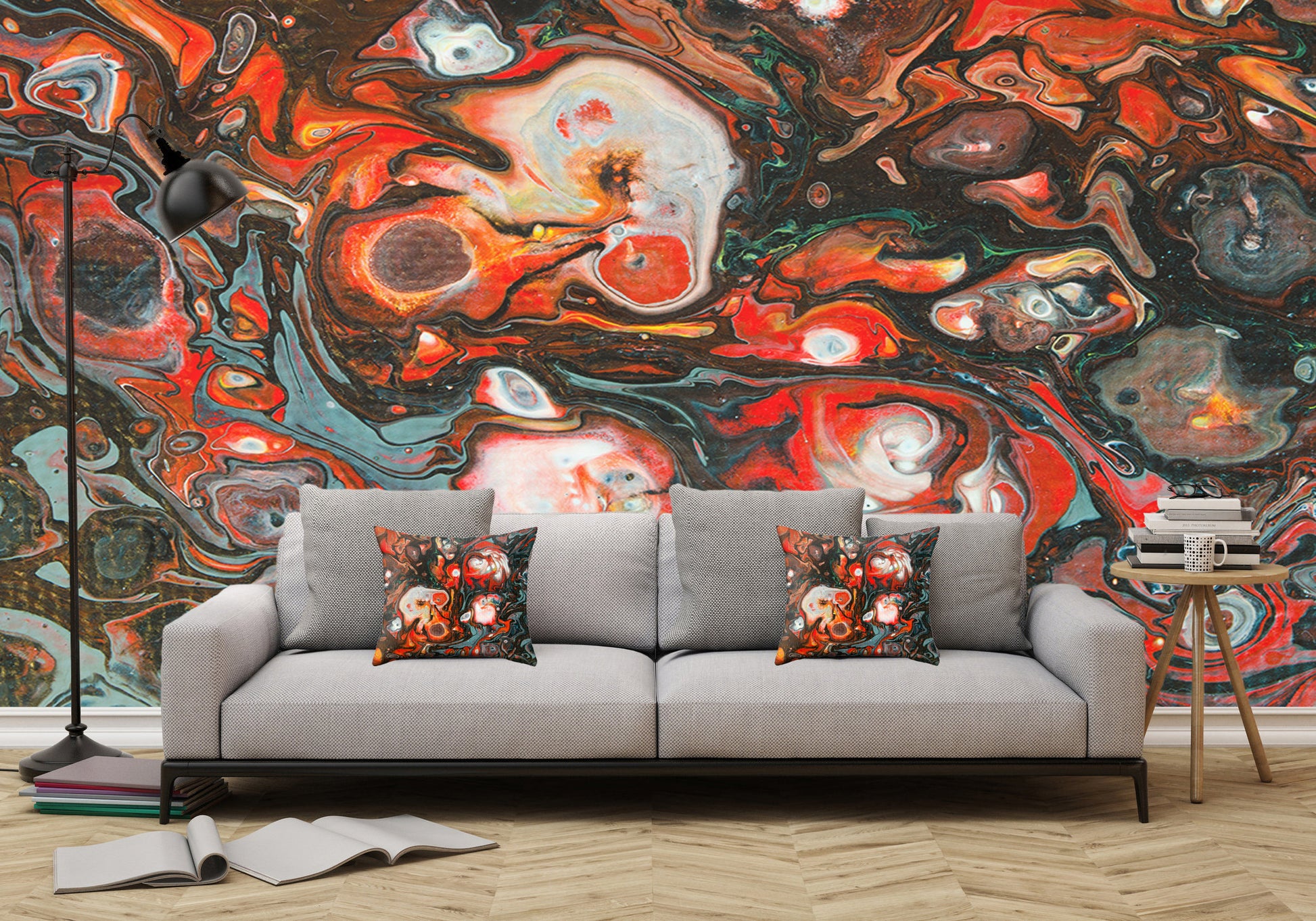 Removable Wall Mural - Wallpaper  Abstract Artwork - Fluid Art Pour 22  - PIPAFINEART