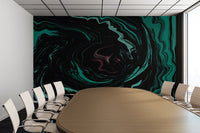 Pink, Teal, and Black Abstract Art Digital Fluid Artwork - Adhesive Wallpaper - Removable Wallpaper - Wall Sticker - Full Size Wall Mural  - PIPAFINEART