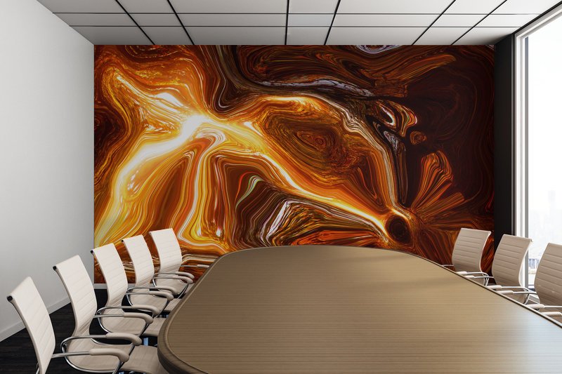 Earth Tones Digital Fluid Artwork - Adhesive Wallpaper - Removable Wallpaper - Wall Sticker - Full Size Wall Mural  - PIPAFINEART