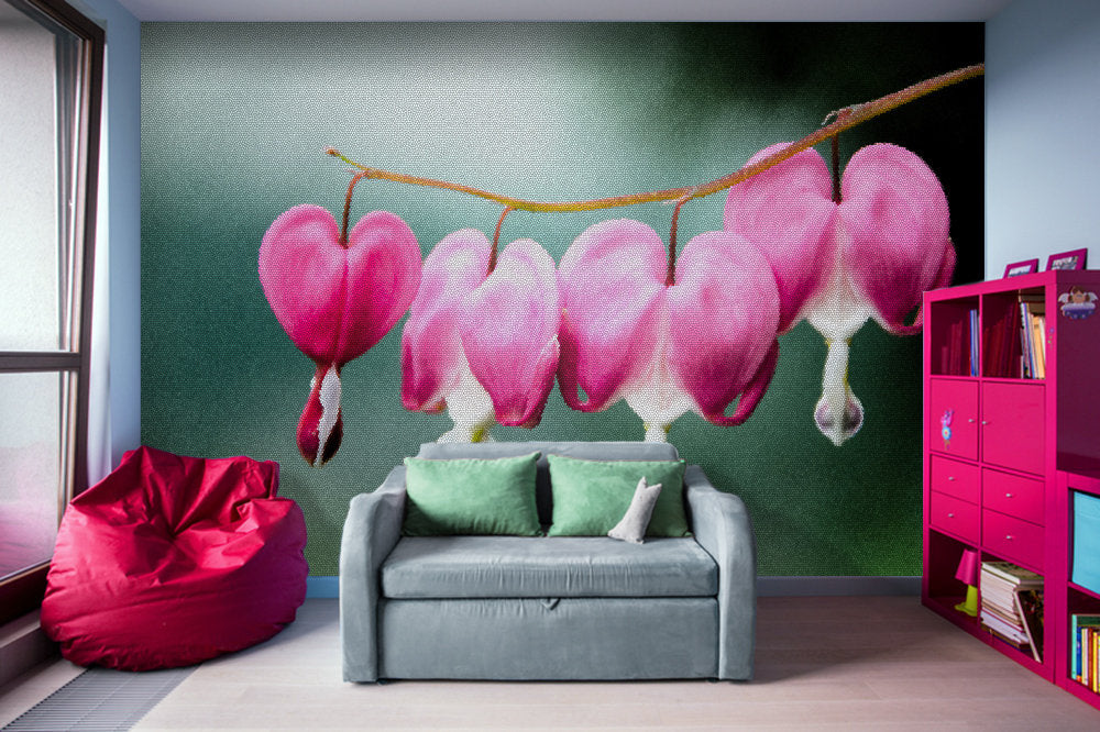 Be Still My Bleeding Heart with Stain Glass Effect - Adhesive Wallpaper - Removable Wallpaper - Wall Sticker - Full Size Wall Mural  - PIPAFINEART