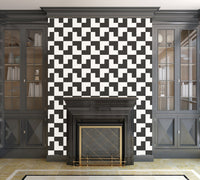 Black and White Tessellation - Adhesive Wallpaper - Removable Wallpaper - Wall Sticker - Full Size Wall Mural  - PIPAFINEART