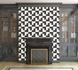 Black and White Tessellation - Adhesive Wallpaper - Removable Wallpaper - Wall Sticker - Full Size Wall Mural  - PIPAFINEART