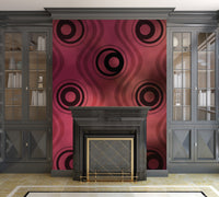 Bold Circle Rings Wavy Lines on Abstract Blurred Red Patch - Adhesive Wallpaper - Removable Wallpaper - Wall Sticker - Full Size Wall Mural  - PIPAFINEART