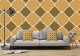 Brown and Beige Ornamental Pattern with White Border - Adhesive Wallpaper - Removable Wallpaper - Wall Sticker - Full Size Wall Mural  - PIPAFINEART