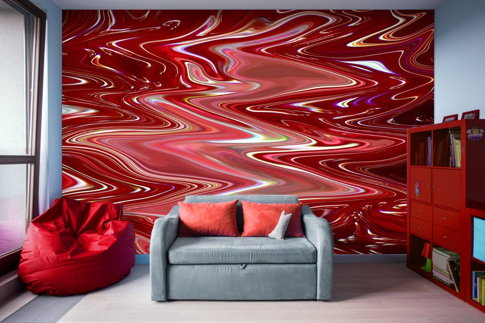 Cherry Bomb Waves - Adhesive Wallpaper - Removable Wallpaper - Wall Sticker - Full Size Wall Mural  - PIPAFINEART