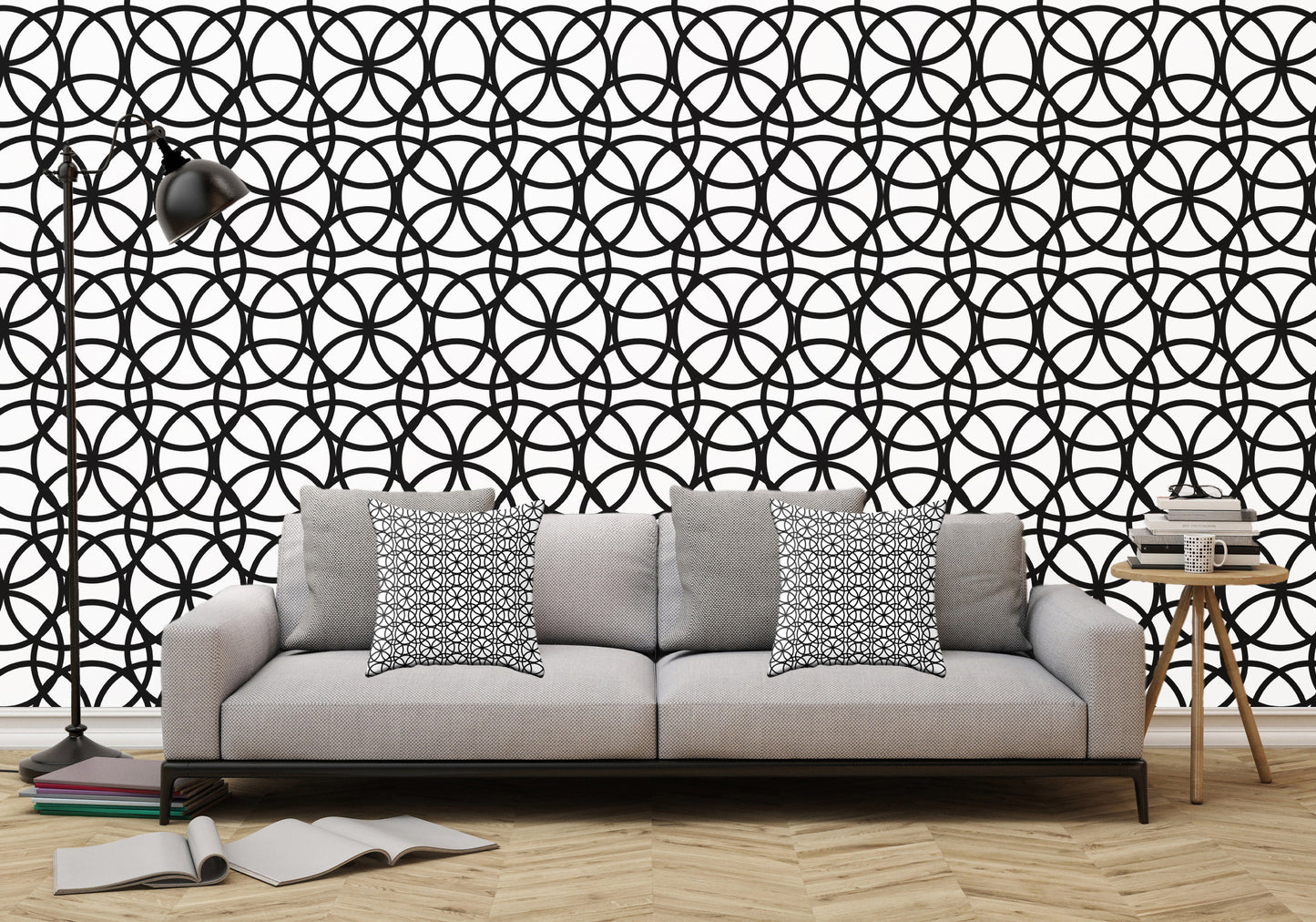 Circle Heaven Illustration - Adhesive Wallpaper - Removable Wallpaper - Wall Sticker - Full Size Wall Mural  - PIPAFINEART