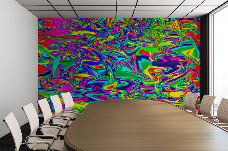 Fluid Art - Color Chaos Multi-Colored - Adhesive Wallpaper - Removable Wallpaper - Wall Sticker - Full Size Wall Mural  - PIPAFINEART