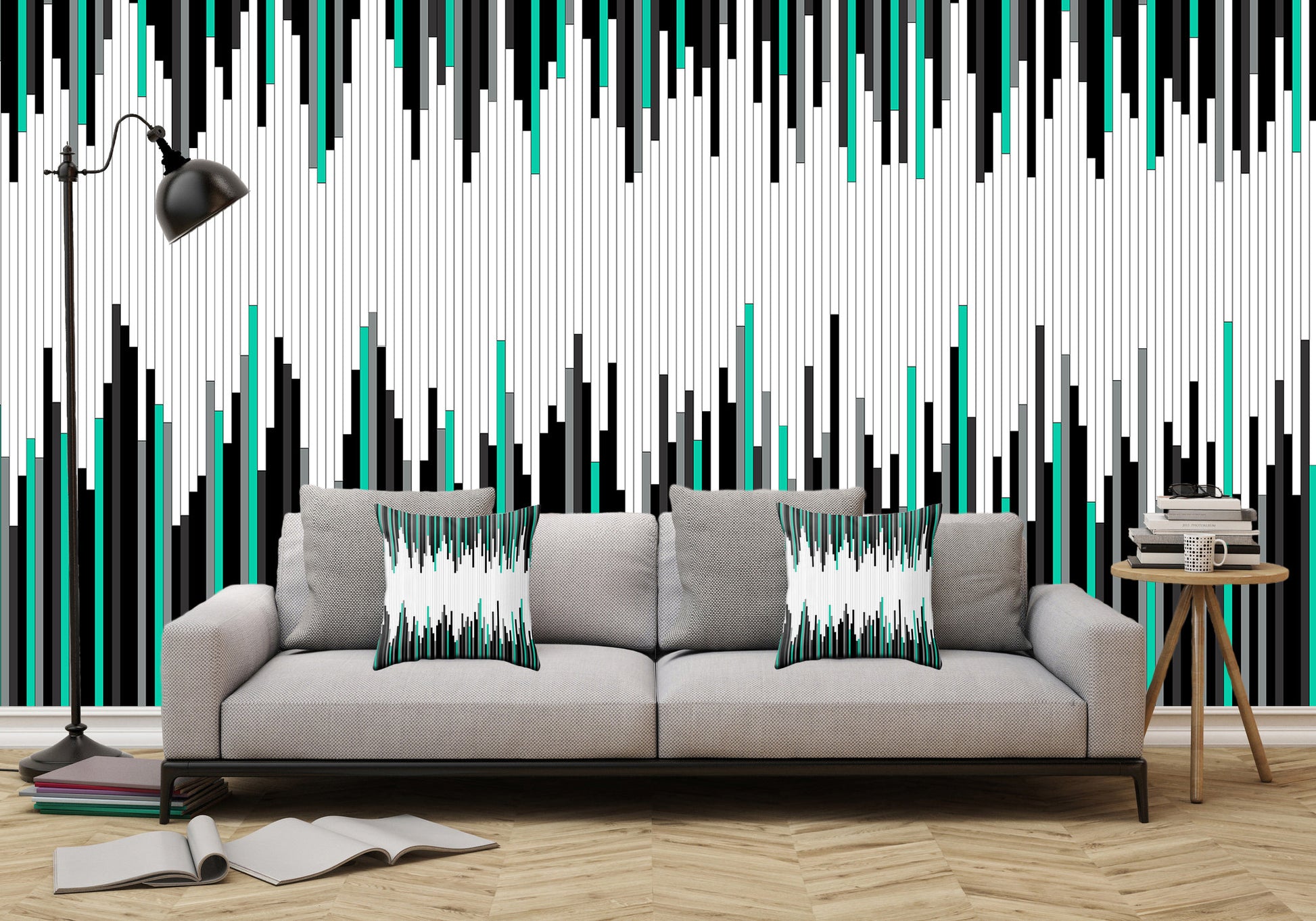 Frequency Line Illustration - Adhesive Wallpaper - Removable Wallpaper - Wall Sticker - Full Size Wall Mural  - PIPAFINEART