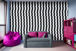 Offset Black and White Lines - Adhesive Wallpaper - Removable Wallpaper - Wall Sticker - Full Size Wall Mural  - PIPAFINEART