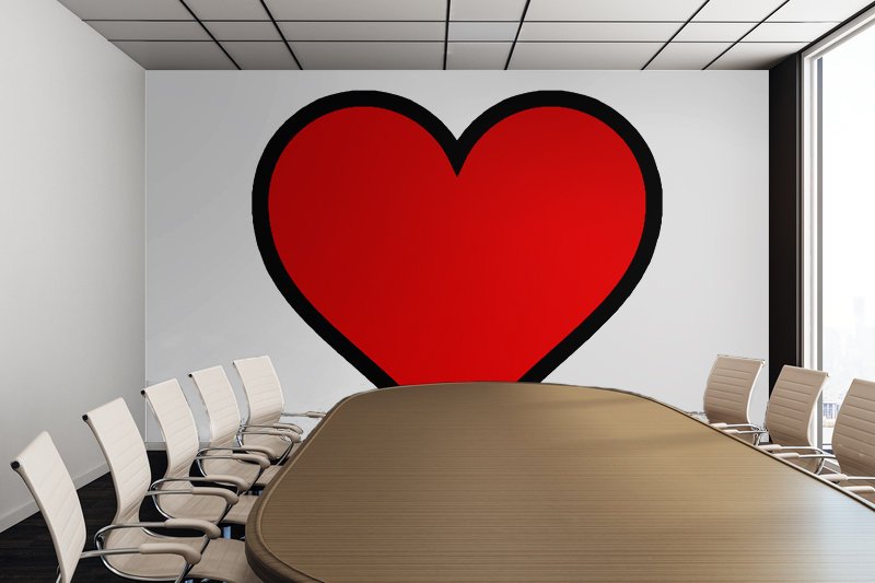 Bold Red Heart Shape Illustration - Adhesive Wallpaper - Removable Wallpaper - Wall Sticker - Full Size Wall Mural  - PIPAFINEART