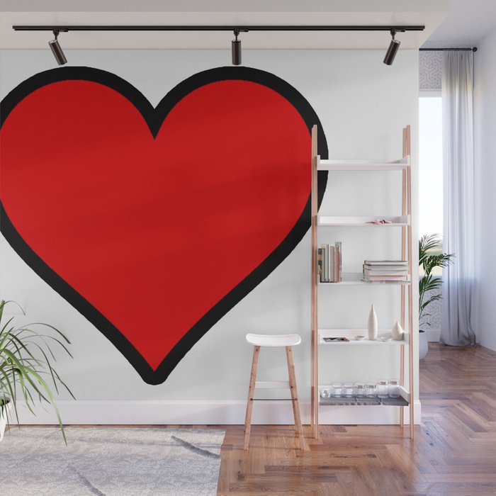 Bold Red Heart Shape Illustration - Adhesive Wallpaper - Removable Wallpaper - Wall Sticker - Full Size Wall Mural  - PIPAFINEART