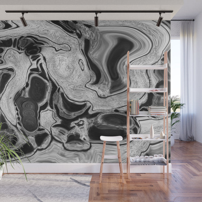 Dirty Paint Pour Digital Fluid Artwork - Adhesive Wallpaper - Removable Wallpaper - Wall Sticker - Full Size Wall Mural  - PIPAFINEART