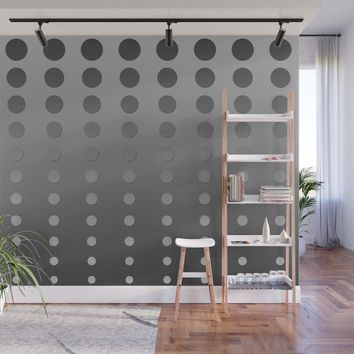 Gray Gradient Dots Illustration - Adhesive Wallpaper - Removable Wallpaper - Wall Sticker - Full Size Wall Mural  - PIPAFINEART
