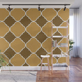 Brown and Beige Ornamental Pattern with White Border - Adhesive Wallpaper - Removable Wallpaper - Wall Sticker - Full Size Wall Mural  - PIPAFINEART
