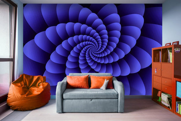 Nautilus Purple Swirl Digital Wall Art - Adhesive Wallpaper - Removable Wallpaper - Wall Sticker - Full Size Wall Mural  - PIPAFINEART
