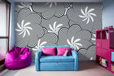 Black and White Flower Pattern - Adhesive Wallpaper - Removable Wallpaper - Wall Sticker - Full Size Wall Mural  - PIPAFINEART