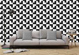 Black and White Tessellation - Adhesive Wallpaper - Removable Wallpaper - Wall Sticker - Full Size Wall Mural  - PIPAFINEART
