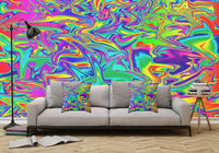 Fluid Art - Color Chaos Multi-Colored - Adhesive Wallpaper - Removable Wallpaper - Wall Sticker - Full Size Wall Mural  - PIPAFINEART