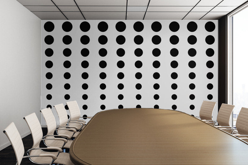 Reduced Black Dots on Solid White Illustration - Peel and Stick Removable Wallpaper Full Size Wall Mural  - PIPAFINEART