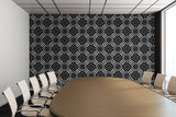 Wavy Black and White Pinwheel and Stripes Illustration - Peel and Stick Removable Wallpaper Full Size Wall Mural  - PIPAFINEART