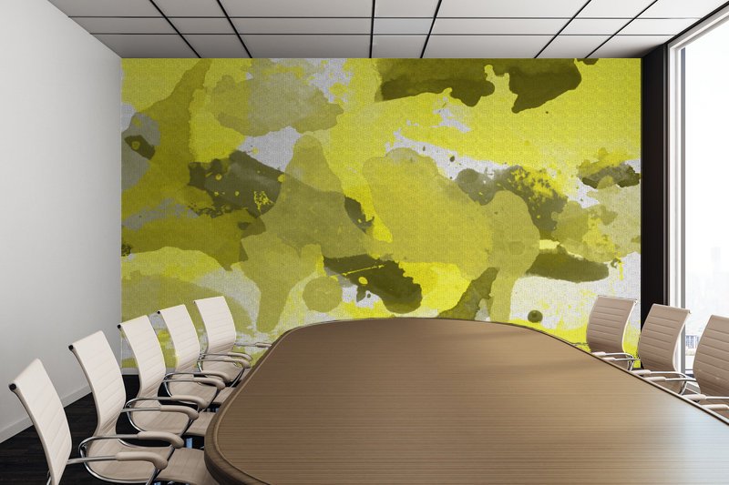 Yellow Splatters Watercolor - Adhesive Wallpaper - Removable Wallpaper - Wall Sticker - Full Size Wall Mural  - PIPAFINEART