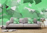 Green Splatters Watercolor - Adhesive Wallpaper - Removable Wallpaper - Wall Sticker - Full Size Wall Mural  - PIPAFINEART