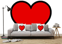 Bold Red Heart Shape Illustration - Adhesive Wallpaper - Removable Wallpaper - Wall Sticker - Full Size Wall Mural  - PIPAFINEART