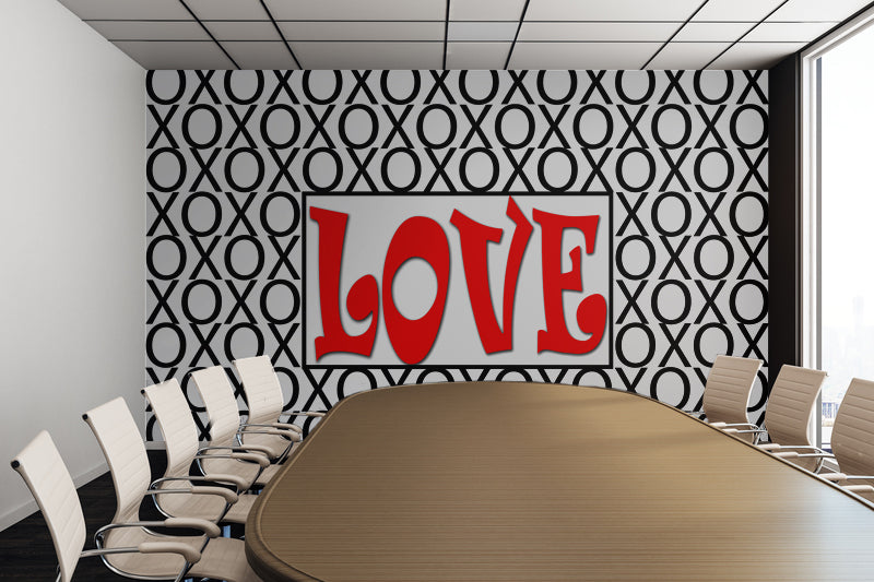 Love Xs and Os Pattern Adhesive Wallpaper - Removable Wallpaper - Wall Sticker - Full Size Wall Mural  - PIPAFINEART