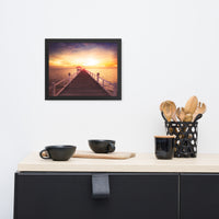 Surreal Wooden Pier at Sunset Framed Wall Art Print