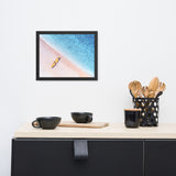 Yellow Canoe and Blue Sea with Violet Glow Effect Framed Wall Art Prints
