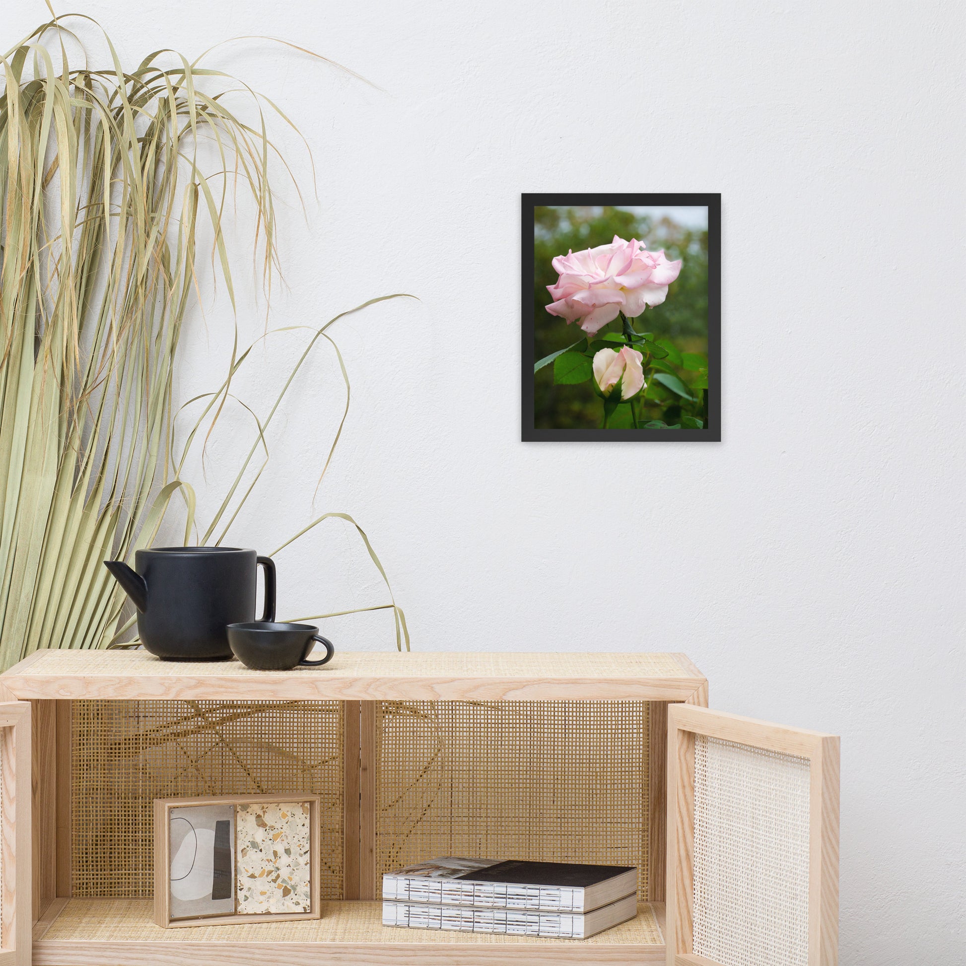 Framed Floral Prints: Admiration - Pink Rose Floral / Botanical / Nature Photo Framed Wall Art Print - Artwork - Wall Decor - Home Decor