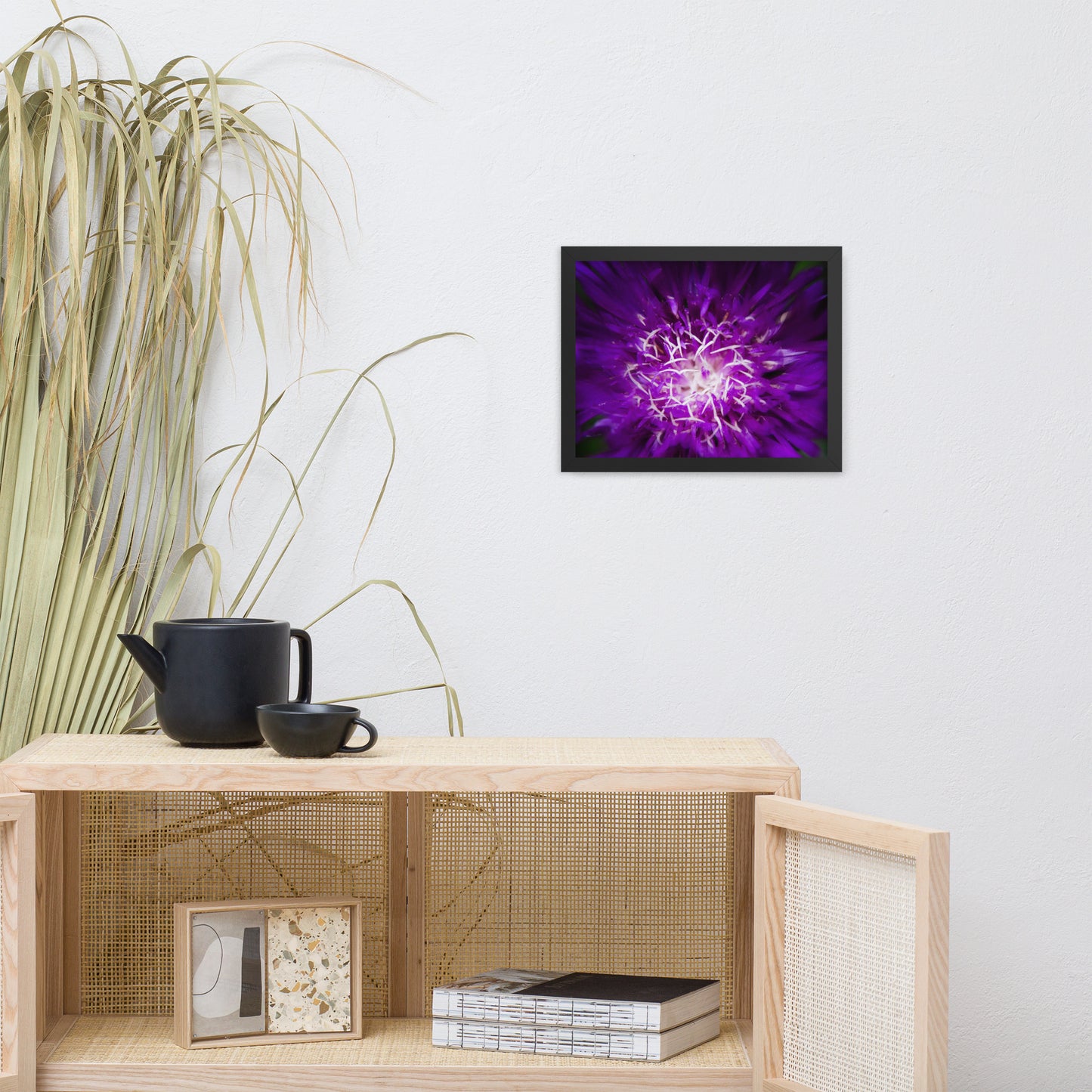 Black Framed Prints For Living Room: Purple Abstract Flower - Botanical / Floral / Flora / Flowers / Nature Photograph Framed Wall Art Print - Artwork - Wall Decor