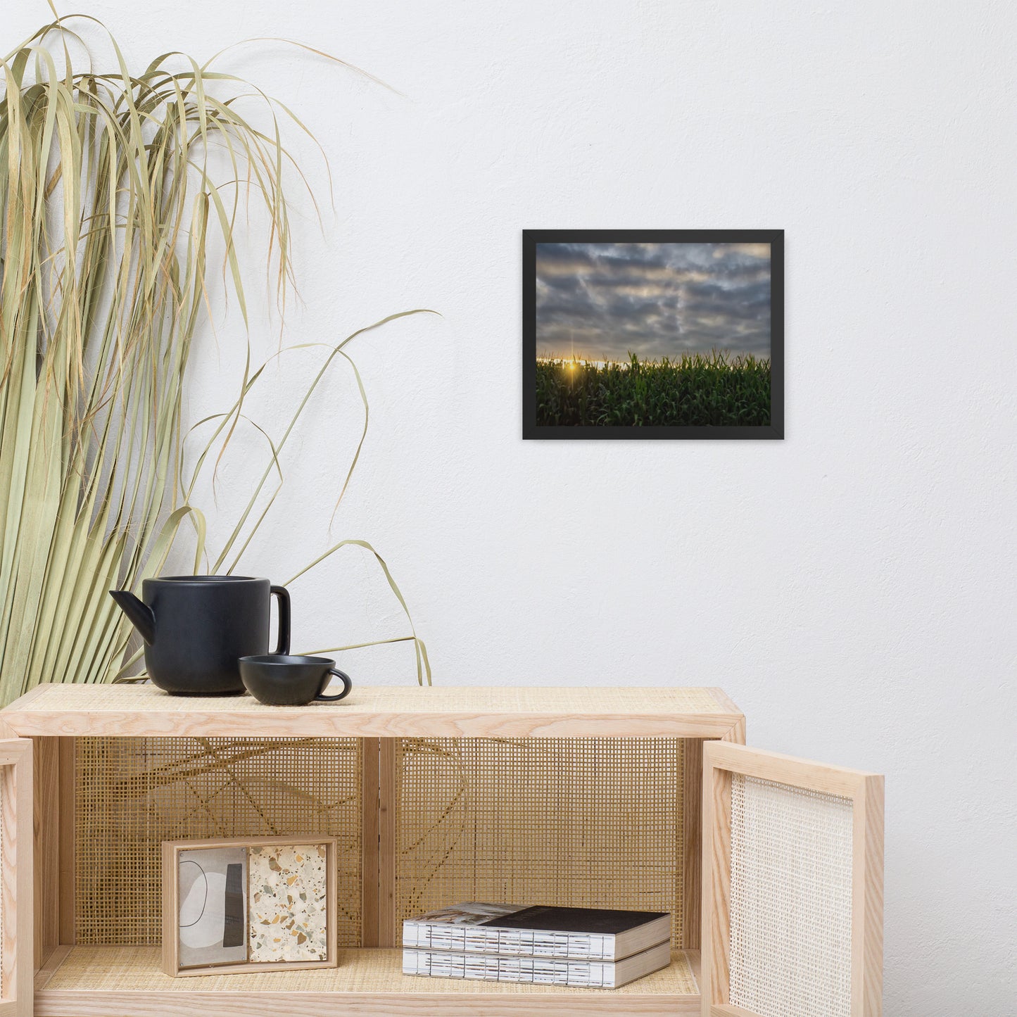 Rows of Corn Rural Landscape Framed Photo Paper Wall Art Prints