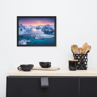 Reine at Winter Sunset Icy Mountain Framed Wall Art Print