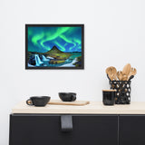 Winter Mountain Northern Lights Framed Wall Art Print