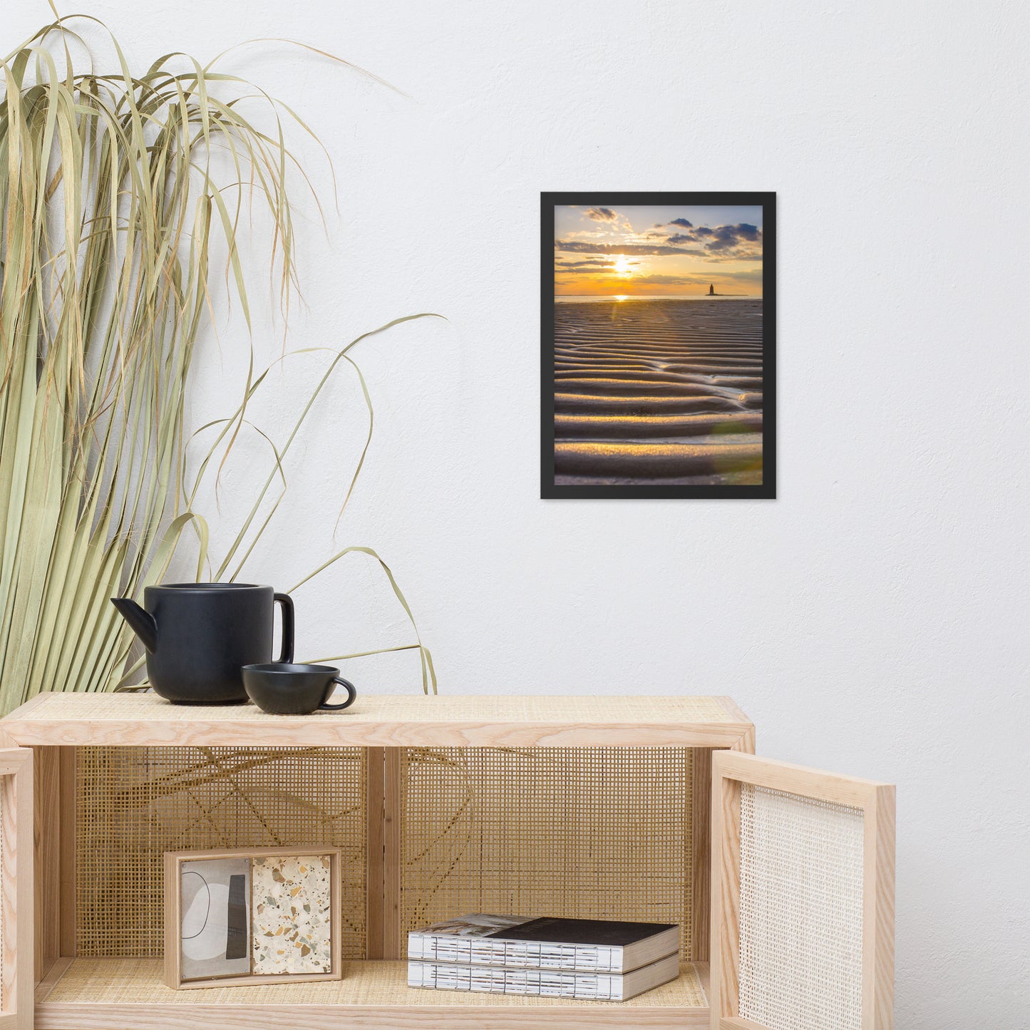 Sandbars and Sunset Coastal Landscape Framed Photo Paper Wall Art Prints